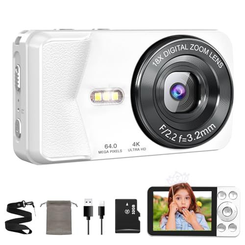 【新品】デジカメ 4K デジタルカメラ 6400万画素 Type-Cケーブルでスマホ連動 タイムプラス録画機能 2.8インチ大画面 オートフォーカス 18倍デジタルズーム セルフタイマー ループ録画 LEDライト USB充電式 コンパクト ウ 2d4073be