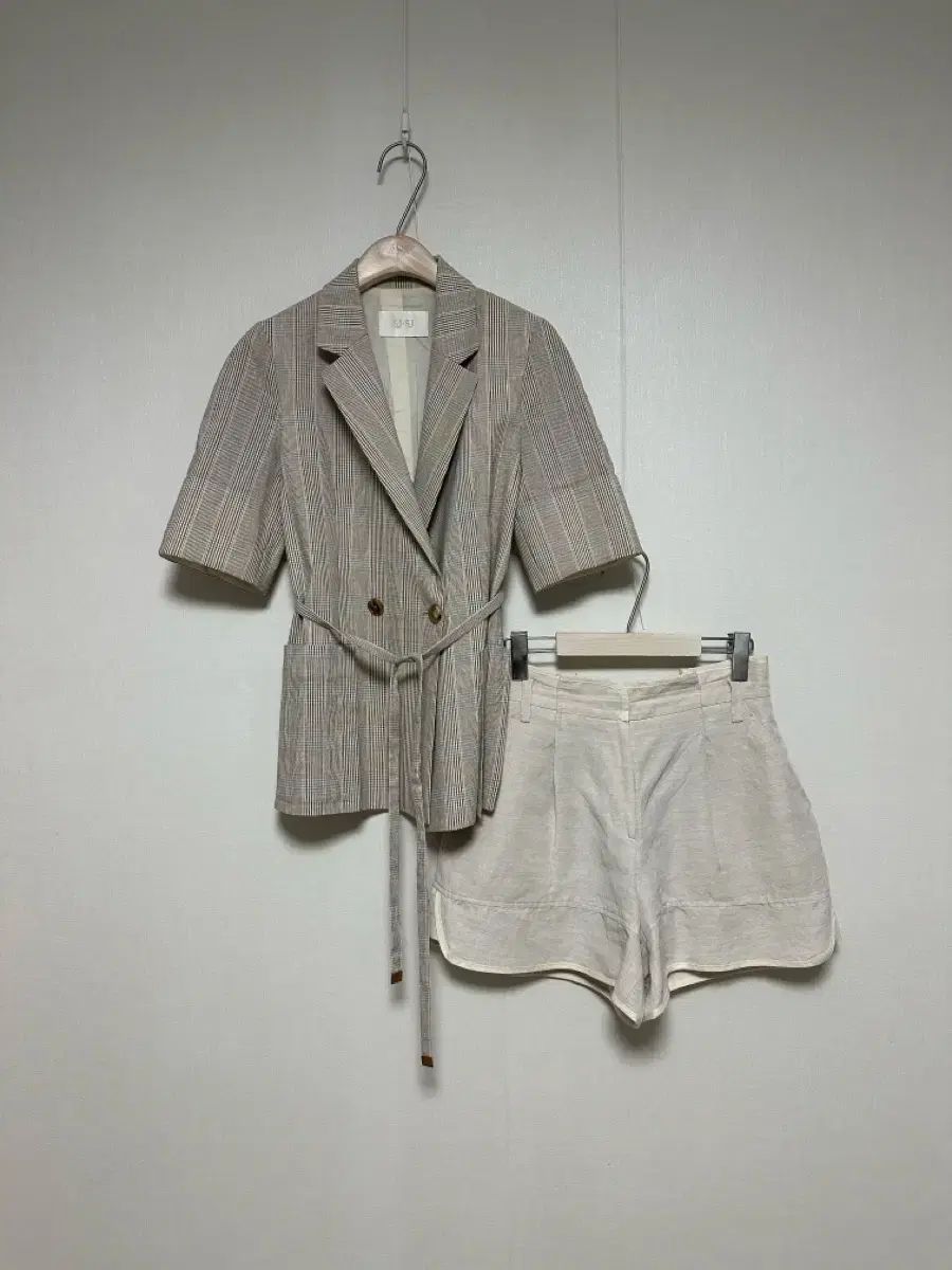 SJSJ ハーフスリーブ ベルト付き ジャケット