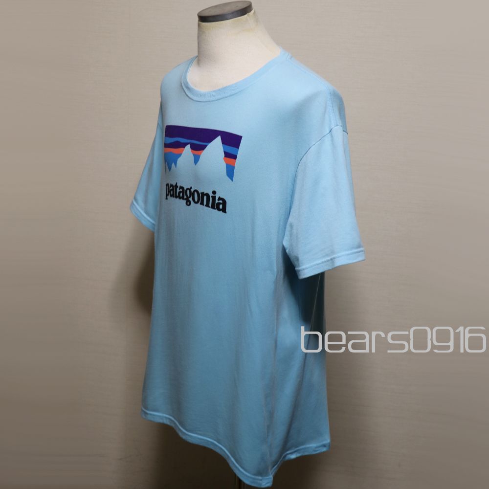 パタゴニア】Tシャツ メンズ L サックスブルー アメリカ製 P-6ロゴ