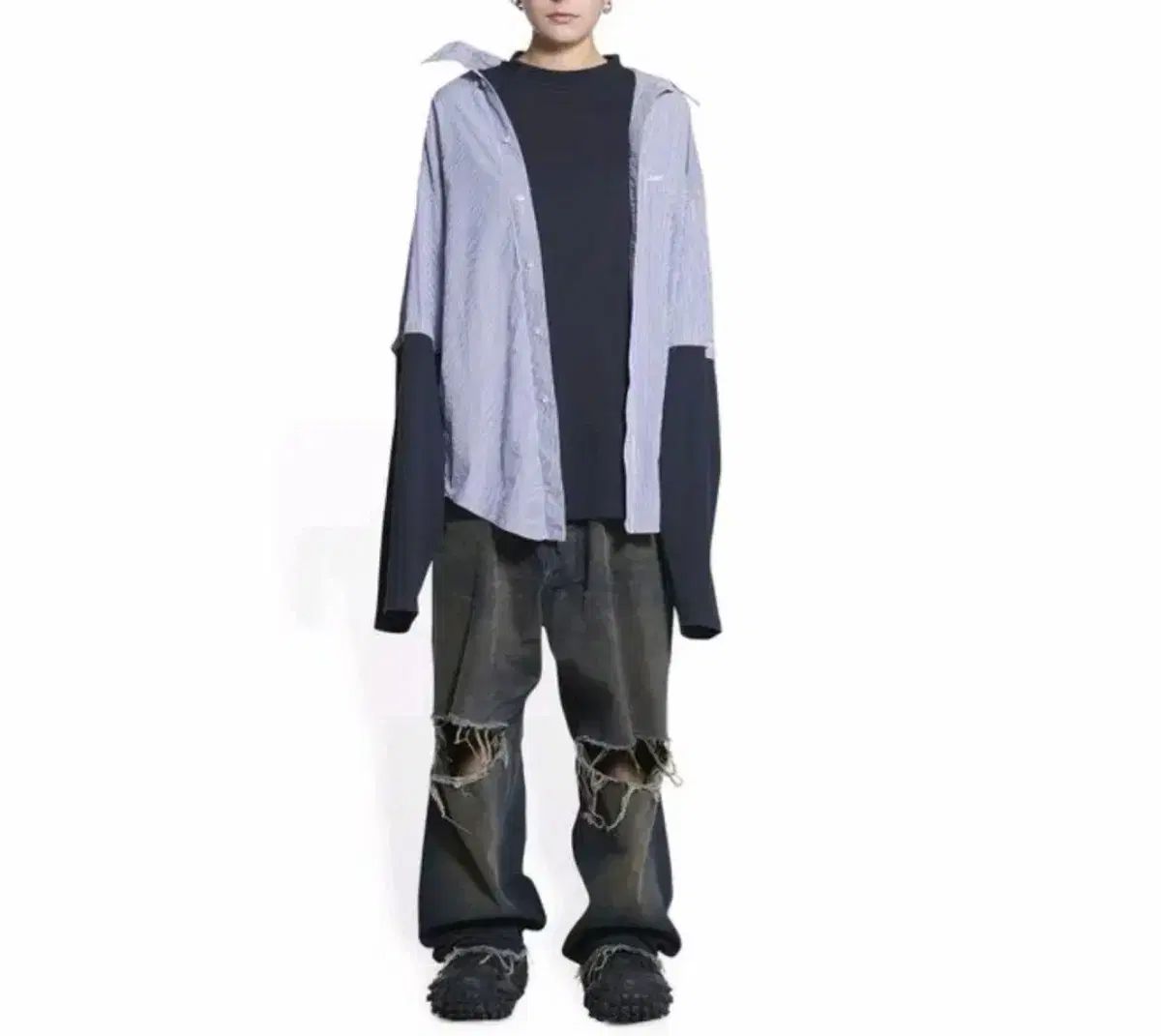 バレンシアガ トロンプルイユ BB icon trompe レイヤード シャツ