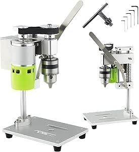 ボール盤 卓上 96W ACアダプター給電式・バッテリー非対応 7段変速 1000～4500rpm ドリル先端ストローク40mm｜B12チャック 1.5～10mm｜AC110～240V対応アダプター付｜模型・宝飾・基板加工にkk 4199793e
