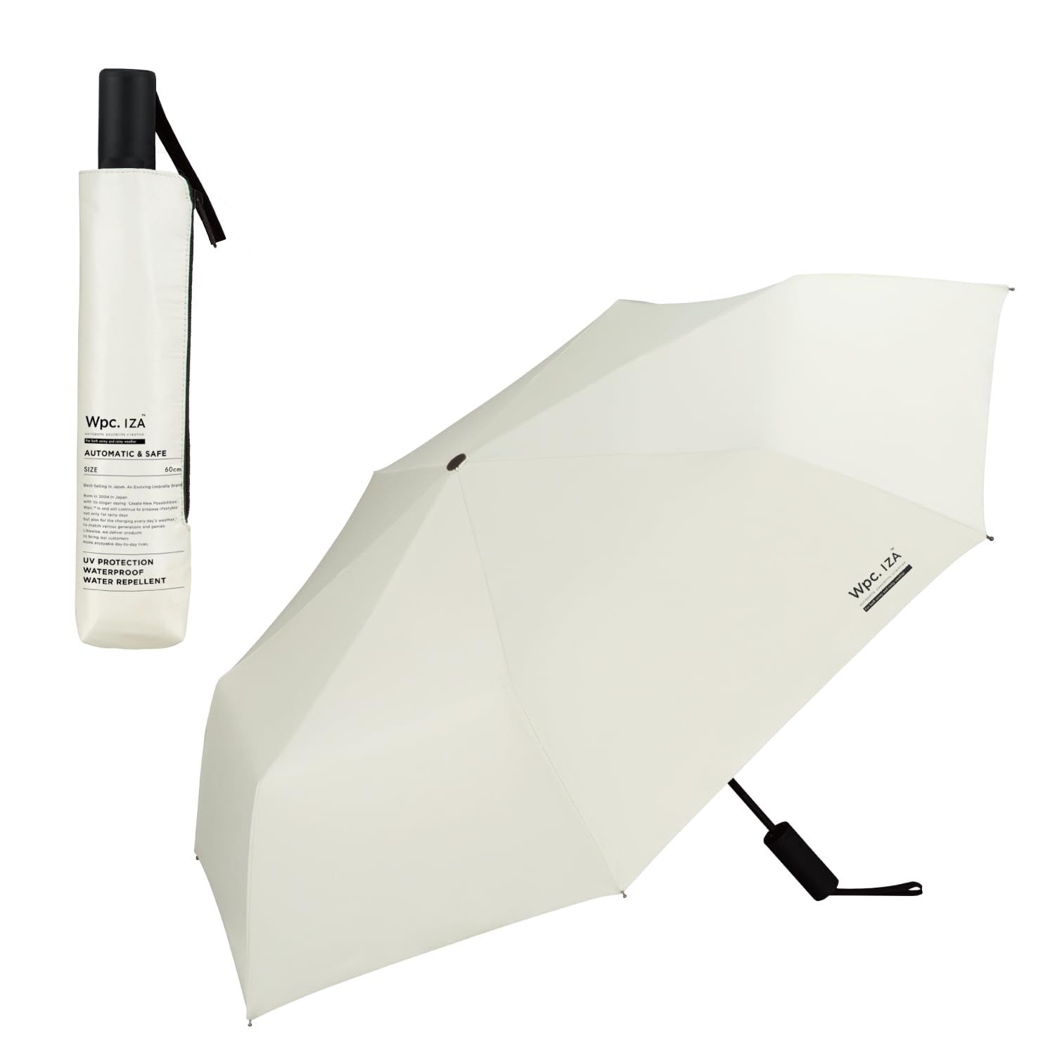 【自動開閉・特大】男の晴雨兼用傘 日傘 IZA Type:AUTOMATIC & SAFE 60cm オフ ≪遮熱/遮光率100%/UVカット率100%/・UPF50＋/晴雨兼用≫ 折りたたみ傘 直径105cm 通勤 通学 メンズ 男性 大き 06962eaf