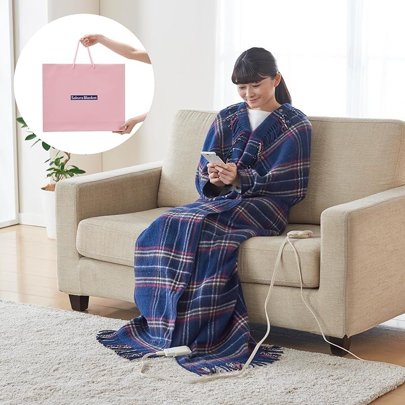 Sakura Blanket (サクラ ブランケット) プレゼントやギフトに最適！ 170×130 日本製 洗える ホットスローケット SAKURA39-TK1(NB) ネイビーブルー（ショッピングバックに入れお届けします)