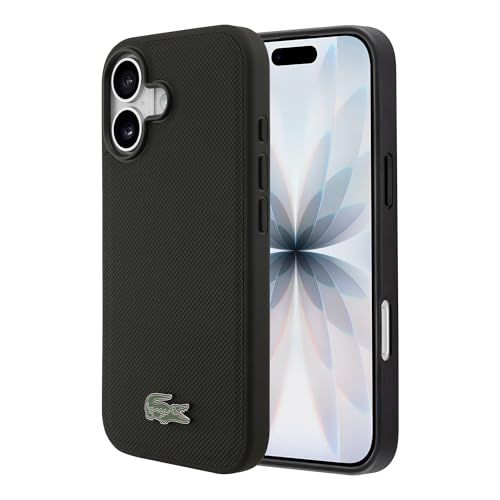 LACOSTE iPhone 17用ケース MagSafe対応 アイコニックプチピケPU ラッカーロゴ スポーティー 軽量 ワイヤレス充電対応 ブラックma 7658cf3b