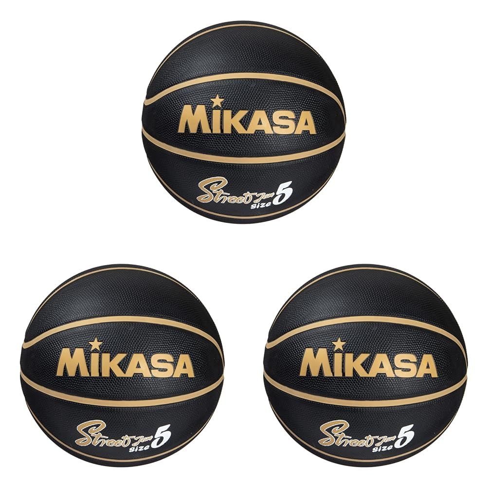 新品 ミカサ(MIKASA)バスケットボール5号 ゴム ブラック/ゴールド BB502B-BKGL-EC 推奨内圧0.22~0.32(kgf/?) (× 3)