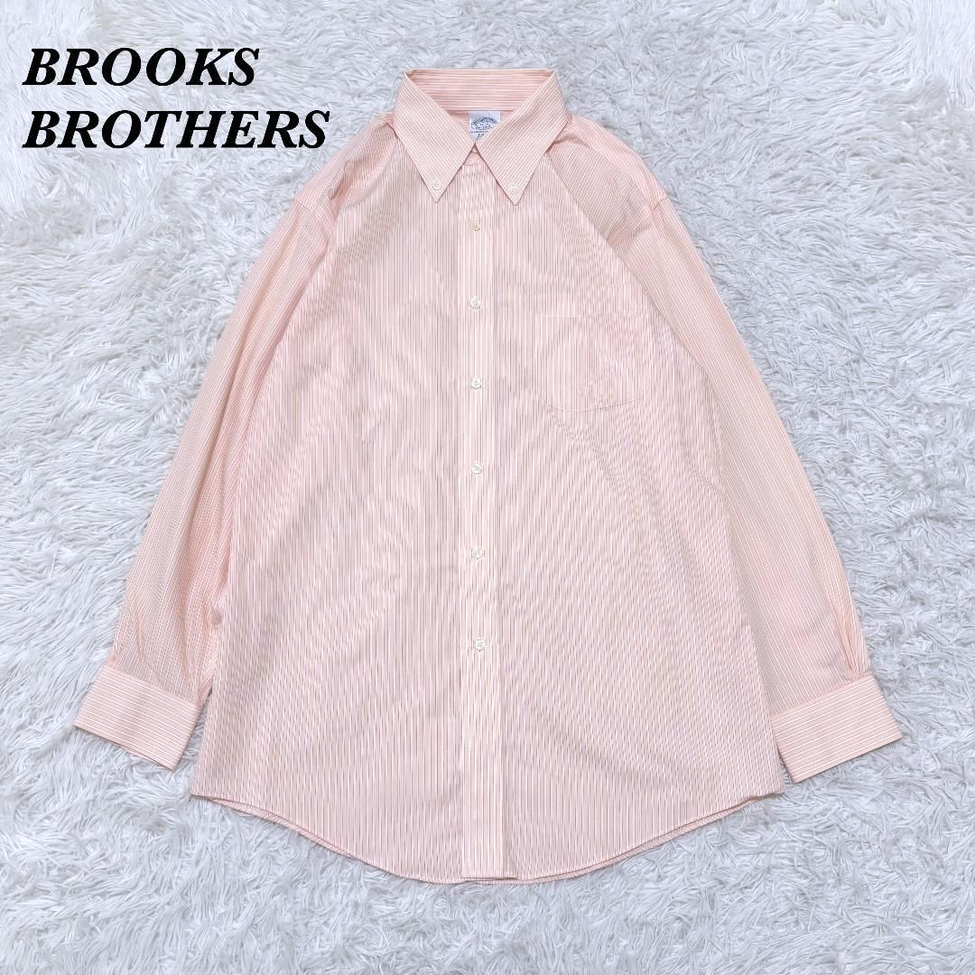 美品】Brooks Brothers 長袖シャツ 15-31 オレンジストライプ