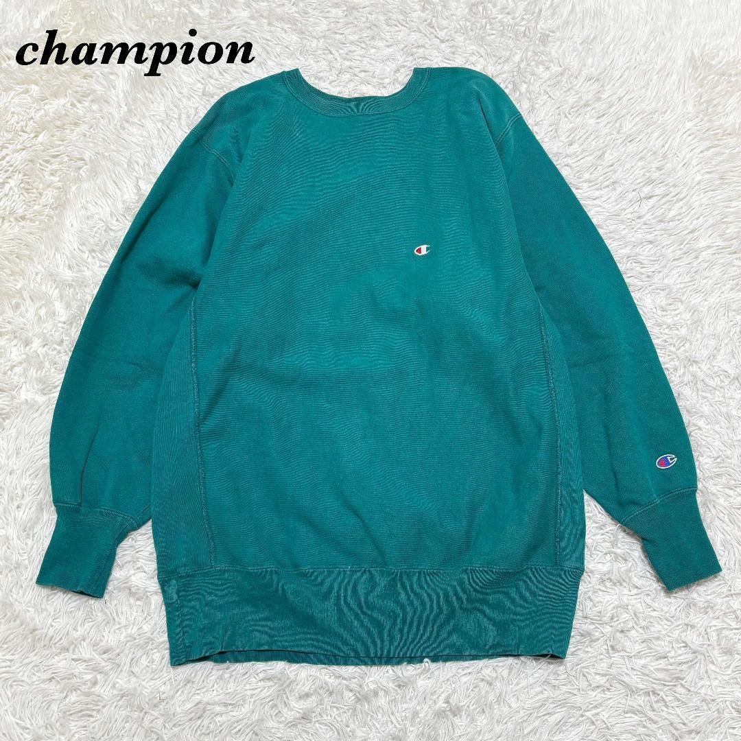 champion リバースウィーブスウェット 2XL グリーン ロゴ