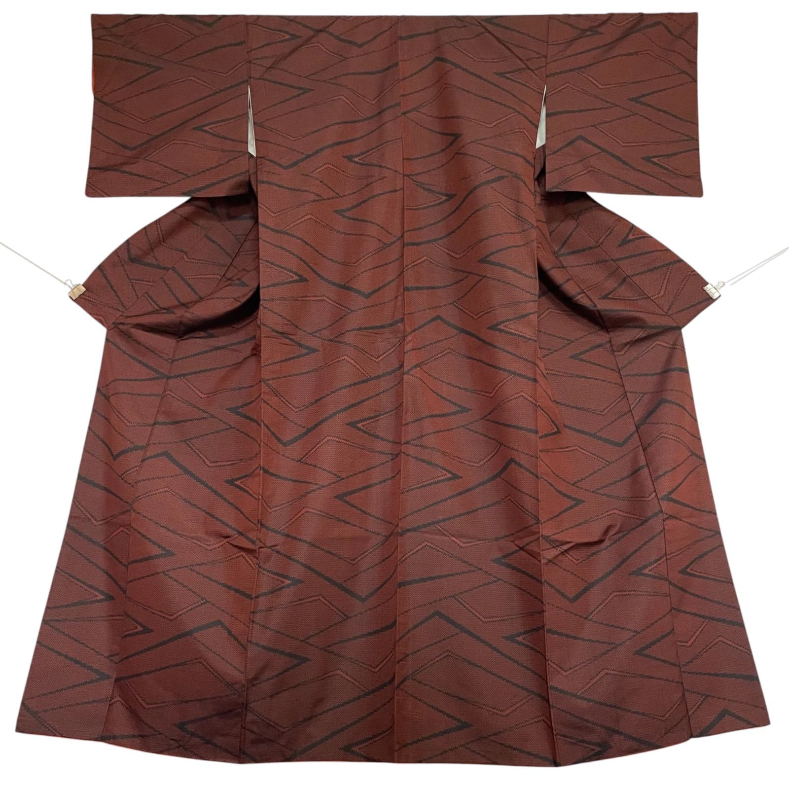 J920 美品 大島紬 幾何学模様 正絹 身丈161cm 裄67cm 和装 和服 着物 