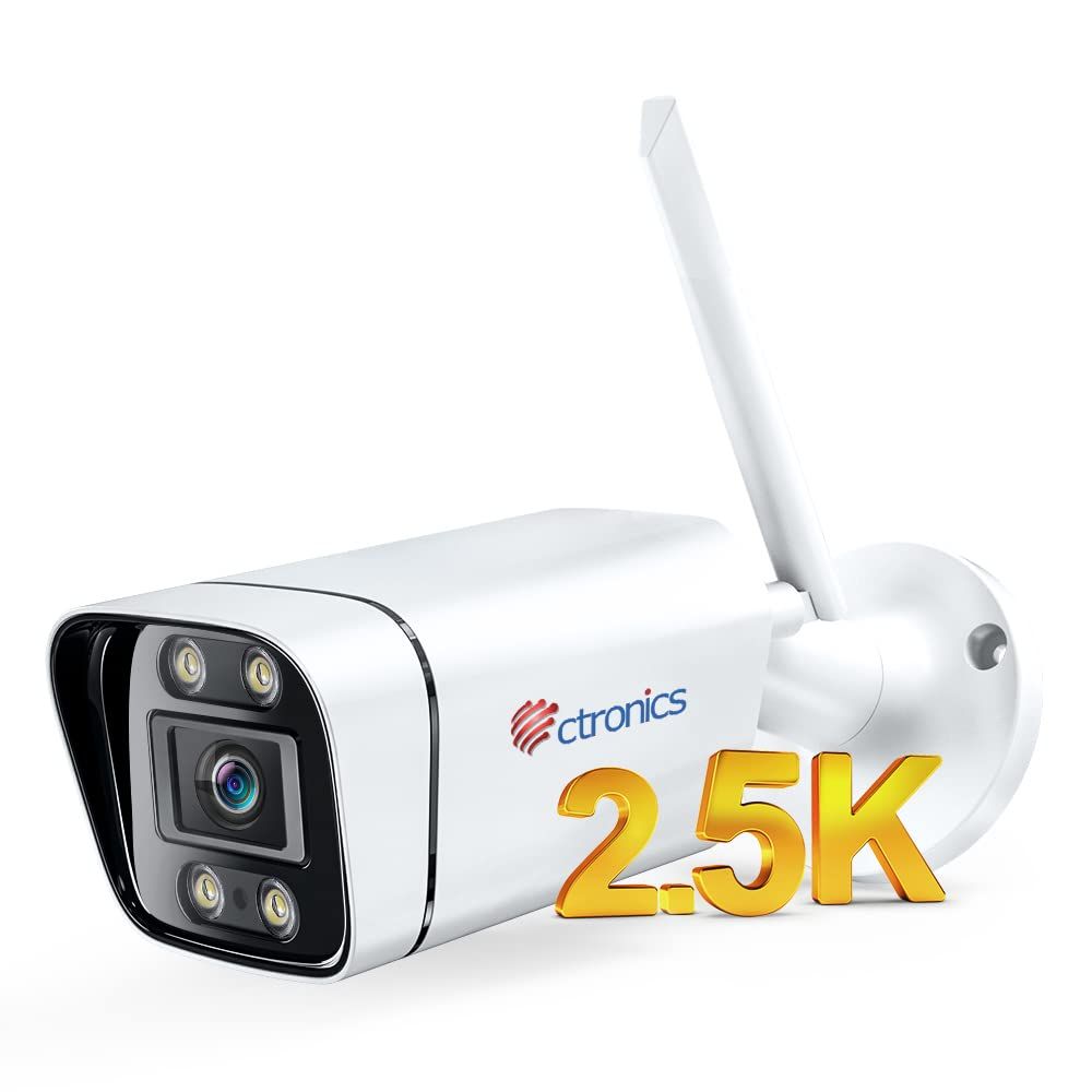 Ctronics 防犯カメラ 屋外 400万画素 2.5K ナイトカラー wifi ヒューマン検知 業界最高IP67防水 5DBi強化アンテナー 動体検知 常時録画 録画 アラーム通知 双方向音声 遠隔操作 iOS/Android/Windo e98185a3