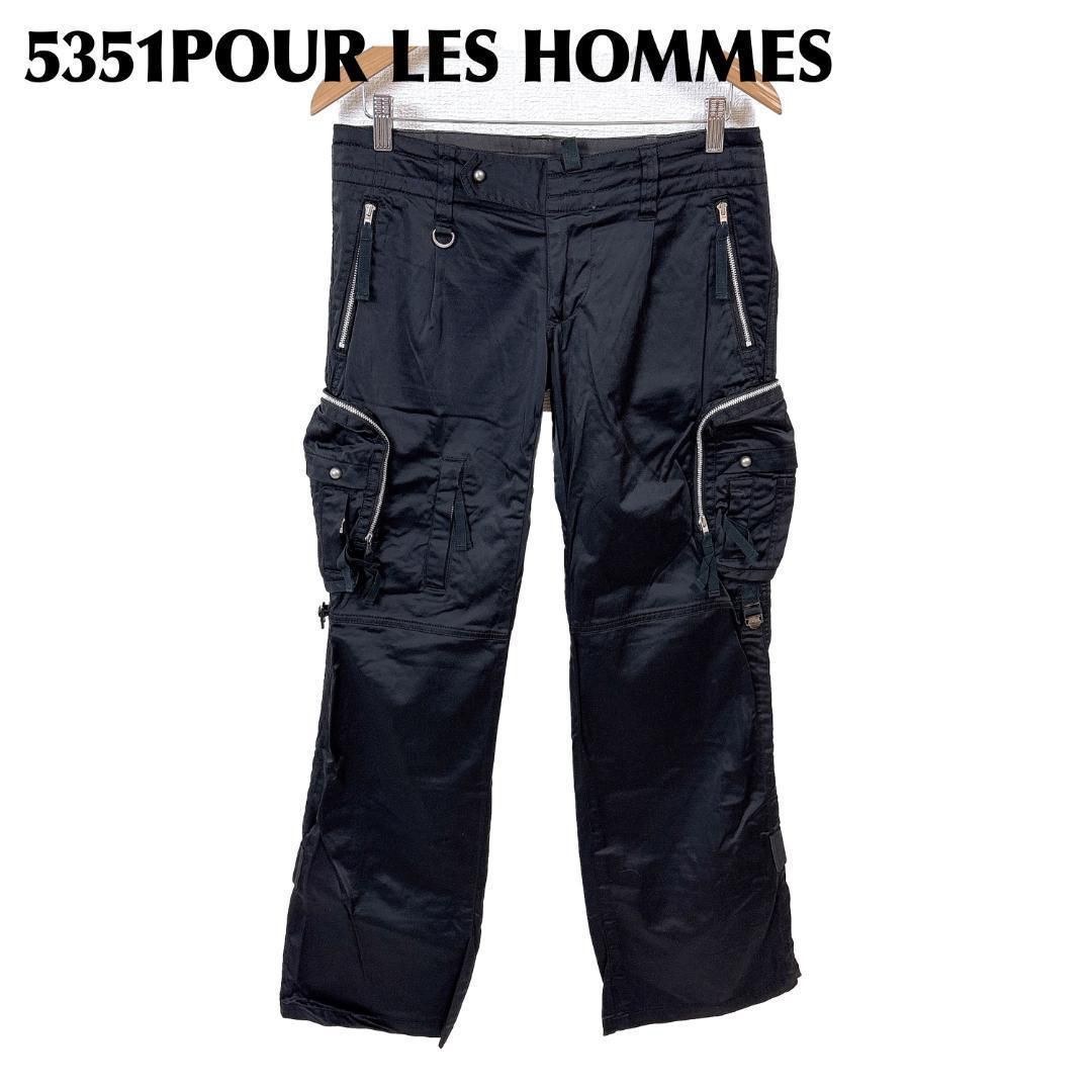 【美品】5351POUR LES HOMMES カーゴパンツ 2 黒 多ポケット