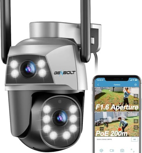 【360°全方位監視・自動追尾】防犯カメラ 屋外 wifi GENBOLT 二重レンズ 2.4/5ghz 見守りカメラ 夜間カラー PTZ機能 スマホ通知 双方向会話 メモリカード/クラウド対応 AI人体検知 常時録画 FHD1080P ペットカメラ 室koe