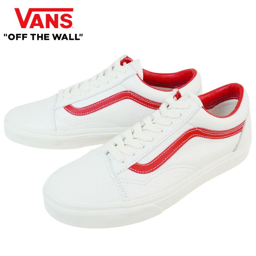 VANS バンズ ヴァンズオールドスクール OLD SKOOLVINTAGE LEATHERBLANC DE CREAM REDヴィンテージレザー クリーム レッド白 赤 革 ストリート 定番メンズ レディース スニーカー 靴 ローカット sk8 スケシュー