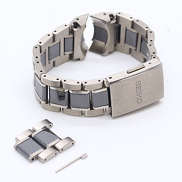 良品 セイコー アストロン 5X53-0AN0 純正ベルト チタン シルバー/ブラックカラー 21mm メンズ腕時計 2000000 NSK IGW