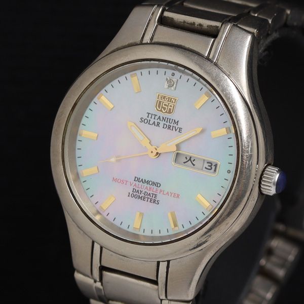 エルジン ソーラー FK-1251-C 稼働品 エルジン（ELGIN）チタン 