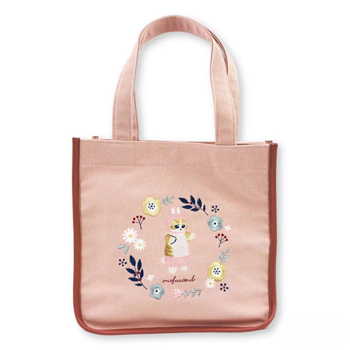 新品 mofusand トートバッグ ピンク うさにゃん ボタニカル
