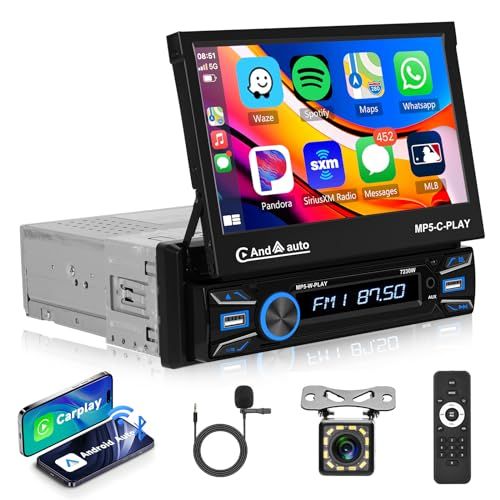 Hodozzy 1Dinの無線 Carplayカーオーディオ無線Android Auto、Bluetoothのバックアップカメラのミラーリンクが付いているラジオ、7インチはタッチ画面の車のラジオMP5プレーヤーのUSB/TF/AUX、FMラジ 3cfbc41e