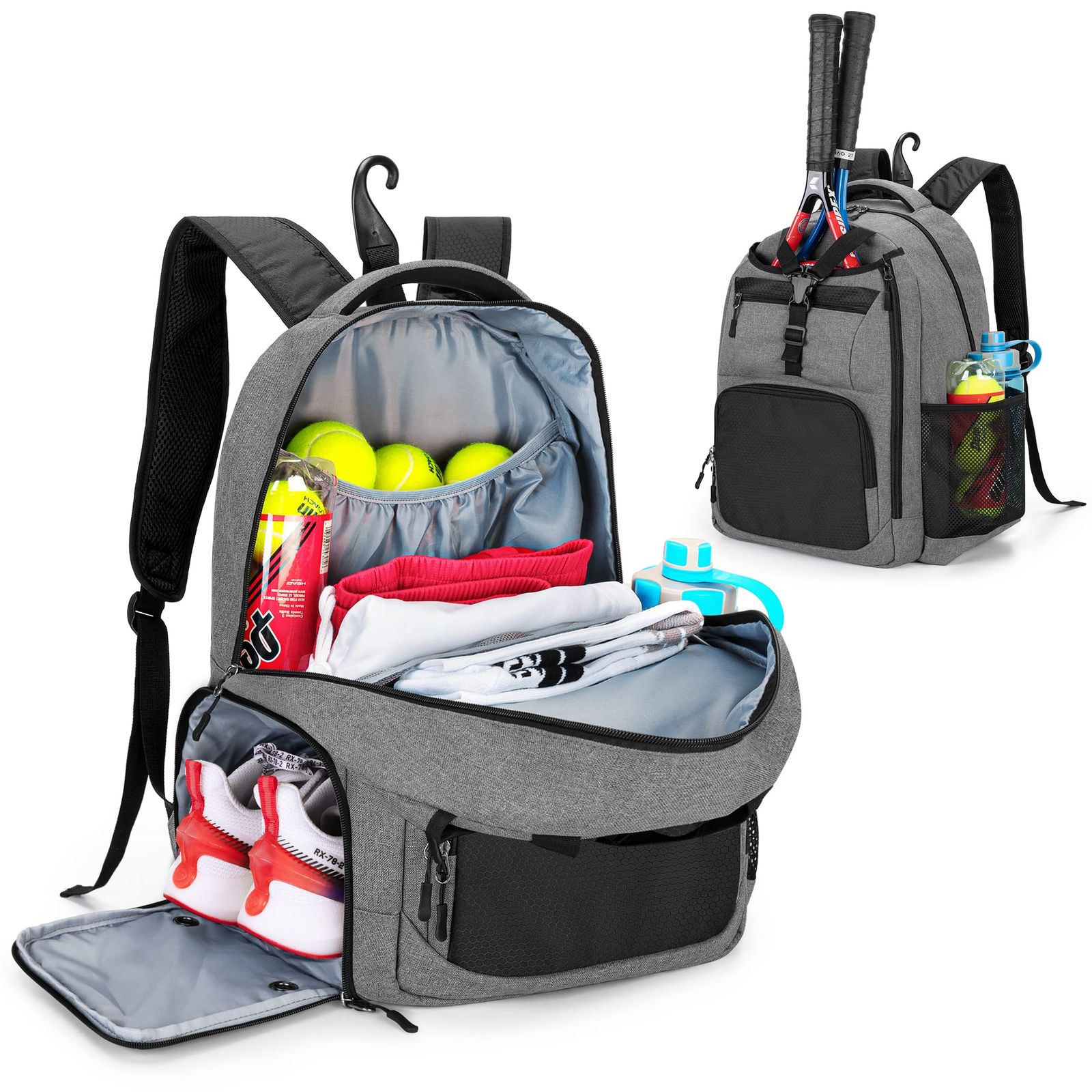 新品 DSLEAF テニスバッグ リュック 2本用 テニス バックパック 靴収納付き バドミントン/テニス リュック
