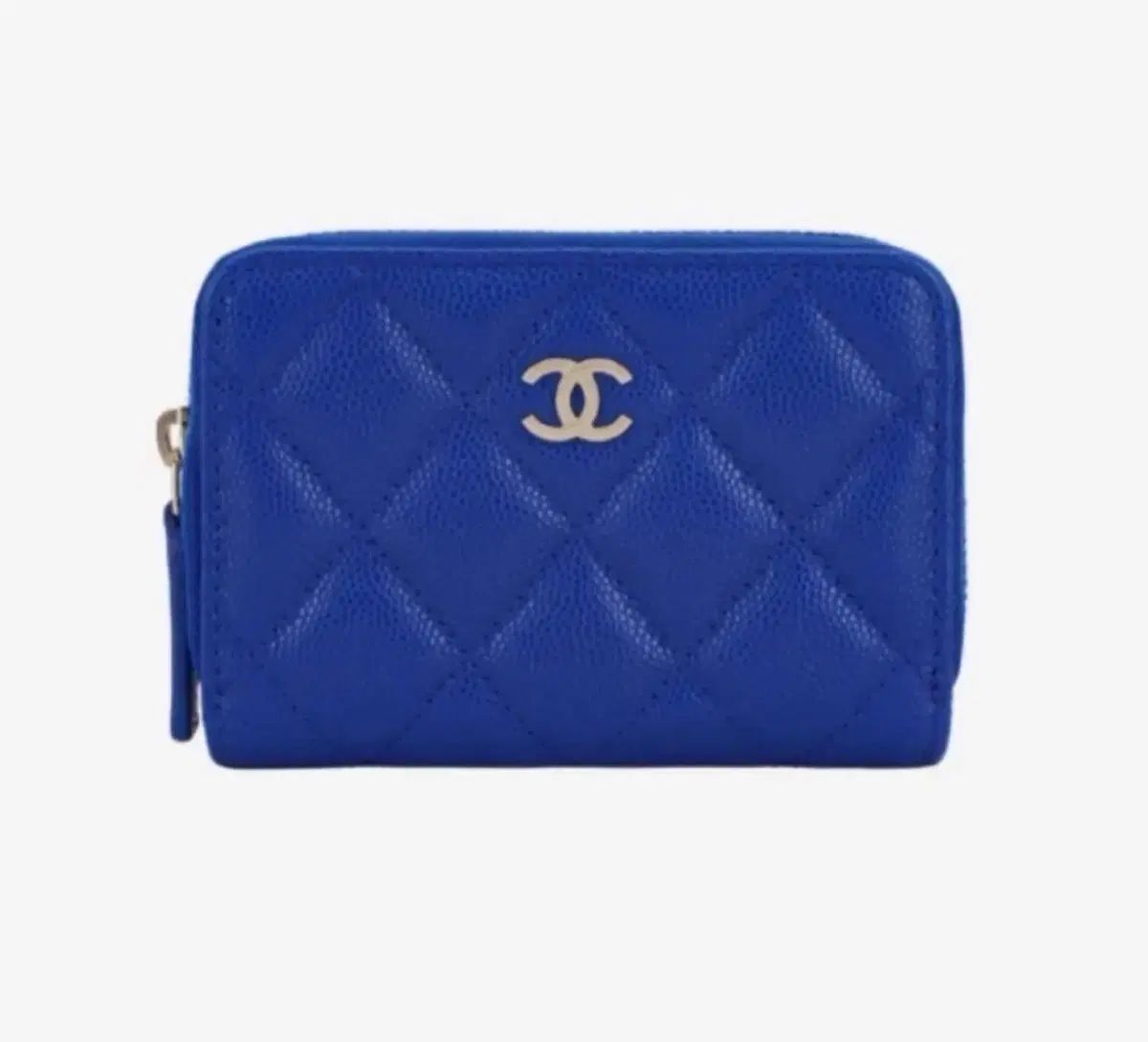 CHANEL シャネル クラシック キャビア GOLDメタル ブルー ジッパードール 財布 新品