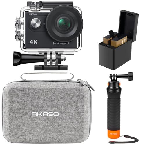 AKASOアクションカメラ EK7000 4K30FPS 20MP 水中カメラ WiFi搭載 外部マイク対応 40M防水 170度広角レンズ 豊富なアクセサリー フローティングハンドグリップと収納ケース付きkoe