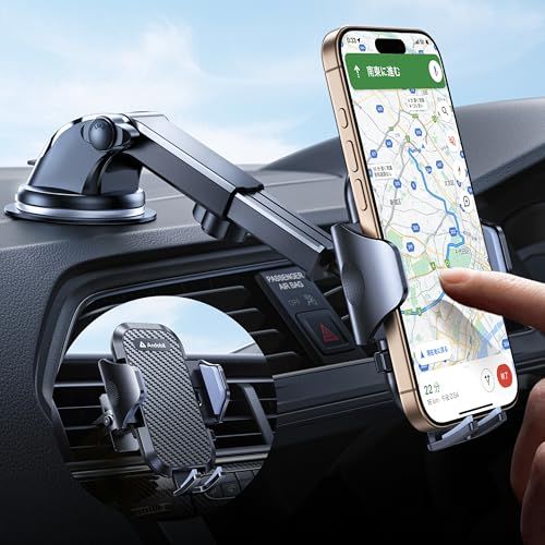 【2026年進化】Andobil スマホホルダー 車 スマホスタンド 車 【安定性アップ】車載ホルダー 2in1 粘着ゲル吸盤＆送風口兼用 全車種対応 すまほほるだー 車 手帳型ケース対応 片手操作 携帯ホルダー 車 取付簡単 スマホ ホルダ e94ec0e4