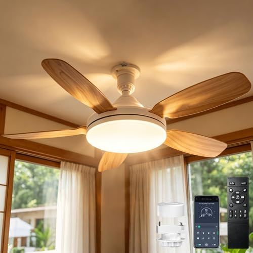 TENKOO&YOU シーリングファンライト【大風量・大光量】Φ81cm 5000lm 44W 8~10畳 E26 扇風機 LED ファン付き照明 正逆回転 大型 DCモーター 無段階調光調色 3階段風量調 タイマー 省エネ 簡単取付 工事不 bc8d6763