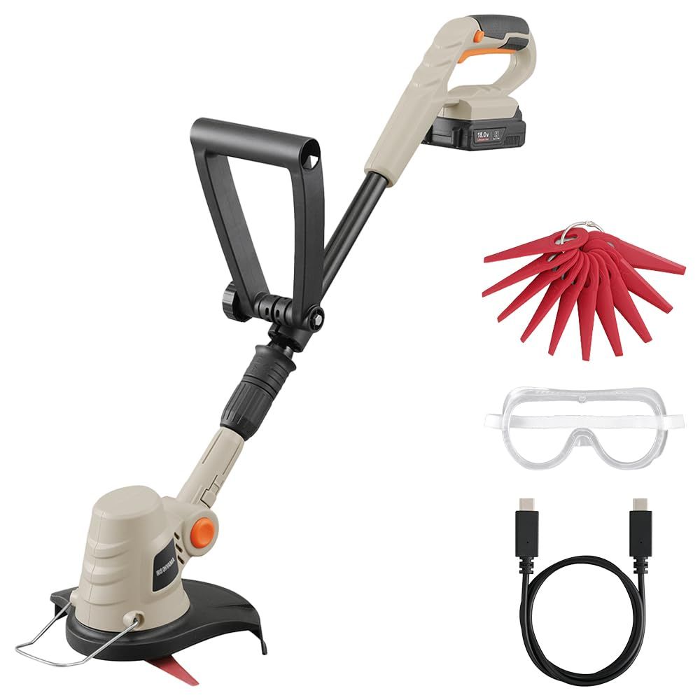 アイリスオーヤマ 充電式草刈機 230mm 18V 軽量 2.0kg Type-C充電式 バッテリー付属 充電式グラストリマー JGT230TC サンドベージュe d9184461