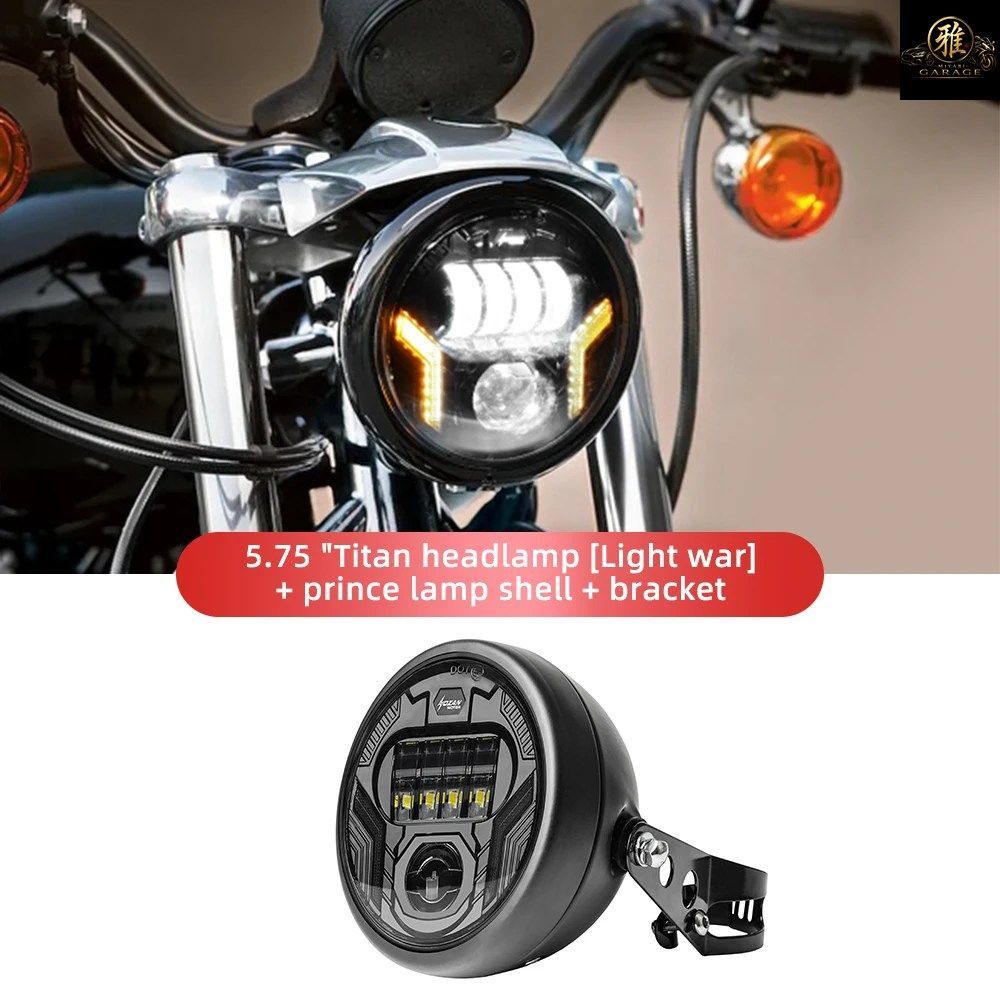 5.75インチLEDモーターサイクルヘッドライト（取り付けシェル付き）、5-3/4インチ丸型ライト（白色デイタイムランニングライト、アンバータ 14,439円