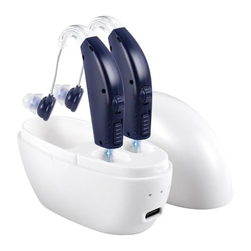 VCOM 集音器 充電式 両耳対応 軽量 耳穴式 高齢者向け ステップレス音量調整 静音設計 シリコンチップ付き 収納充電ケース付き 日常会話 敬老の日 父の日 母の日 ギフトkoe