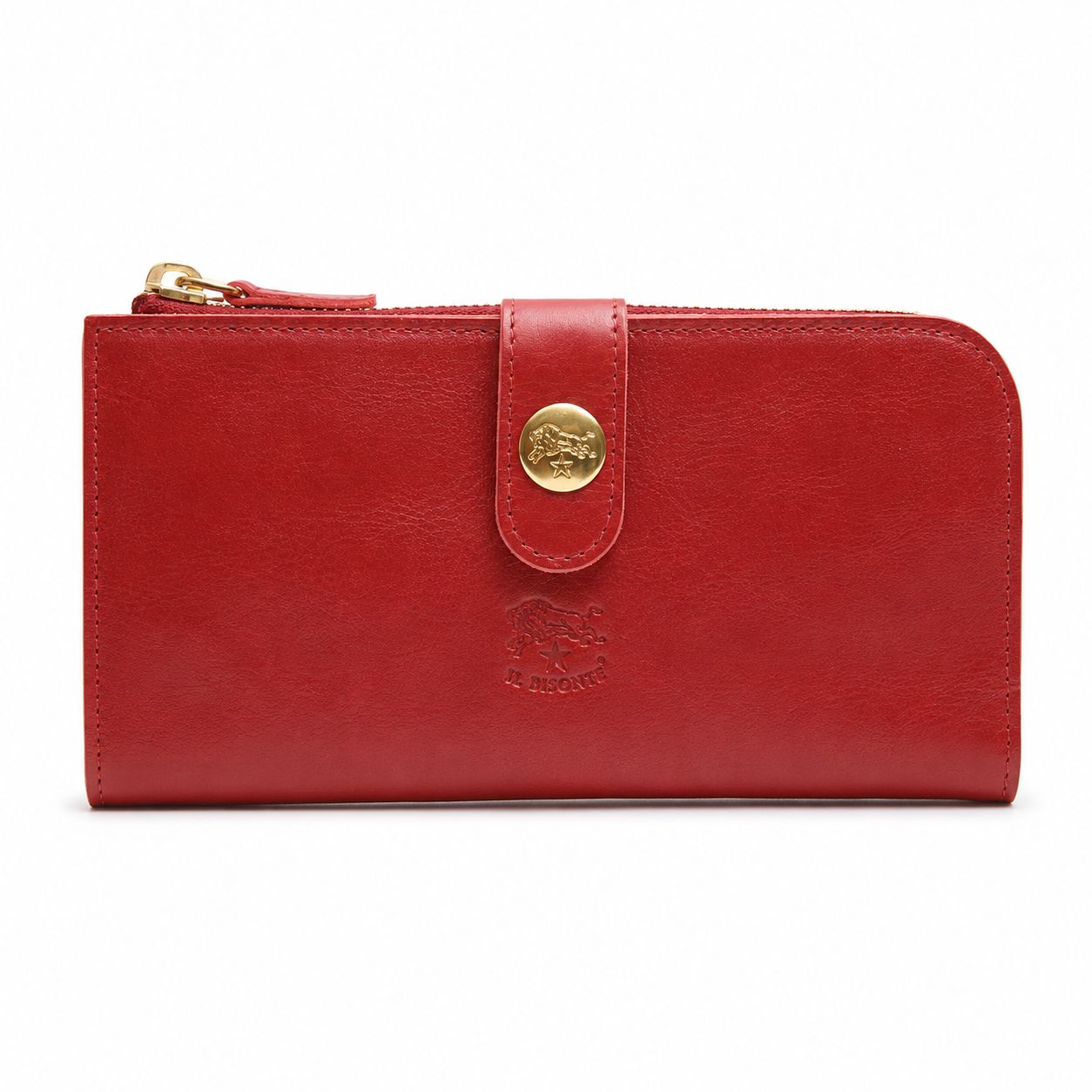 【ギフト対応可】イルビゾンテ IL BISONTE 長財布 LONG WALLET WITH COIN POCKET レッド メンズ レディース 本革 おしゃれ 人気 ブランド 誕生日 記念 プレゼント ギフト 送料無料