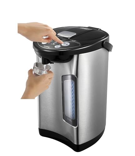 [Vegetable] 電気ポット 大容量 5.0L 省エネ 3段階温度設定 シンプル操作の2WAY給湯 安心・安全構造 360度回転底 空焚き防止 電動給湯ポット ブラック/シルバー GD-UP500K/ 0104bc26