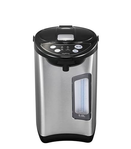 [Vegetable] 電気ポット 大容量 5.0L 省エネ 3段階温度設定 シンプル操作の2WAY給湯 安心・安全構造 360度回転底 空焚き防止 電動給湯ポット ブラック/シルバー GD-UP500K/ 0104bc26