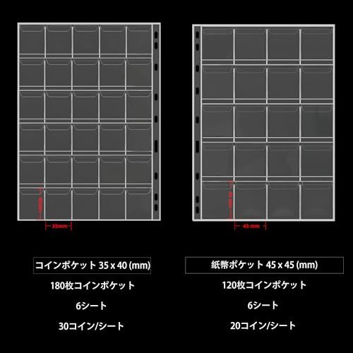 コレクター向けコインコレクションブックホルダー、300ポケットの耐火