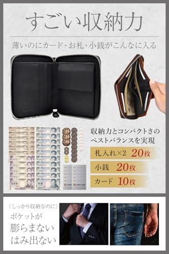 [エクスビータ] 財布 メンズ 2つ折り 本革 【500人に選ばれたラウンドファスナー財布】 イタリアンレザー 薄型 コンパクト YKKファスナー (スクラッチ（グリーン）)t adb6e160