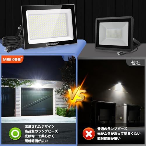 MEIKEE【100W 超薄型 2個セット】LED投光器 作業灯 超高輝度 昼光色 6500K 10000LM 省エネ 豪雨対応 IP66防水 1000w相当 5万時間点灯可能 13年間耐久度 省エネ 120°広角 看板灯 駐車場 ガレージ 41aa8da5