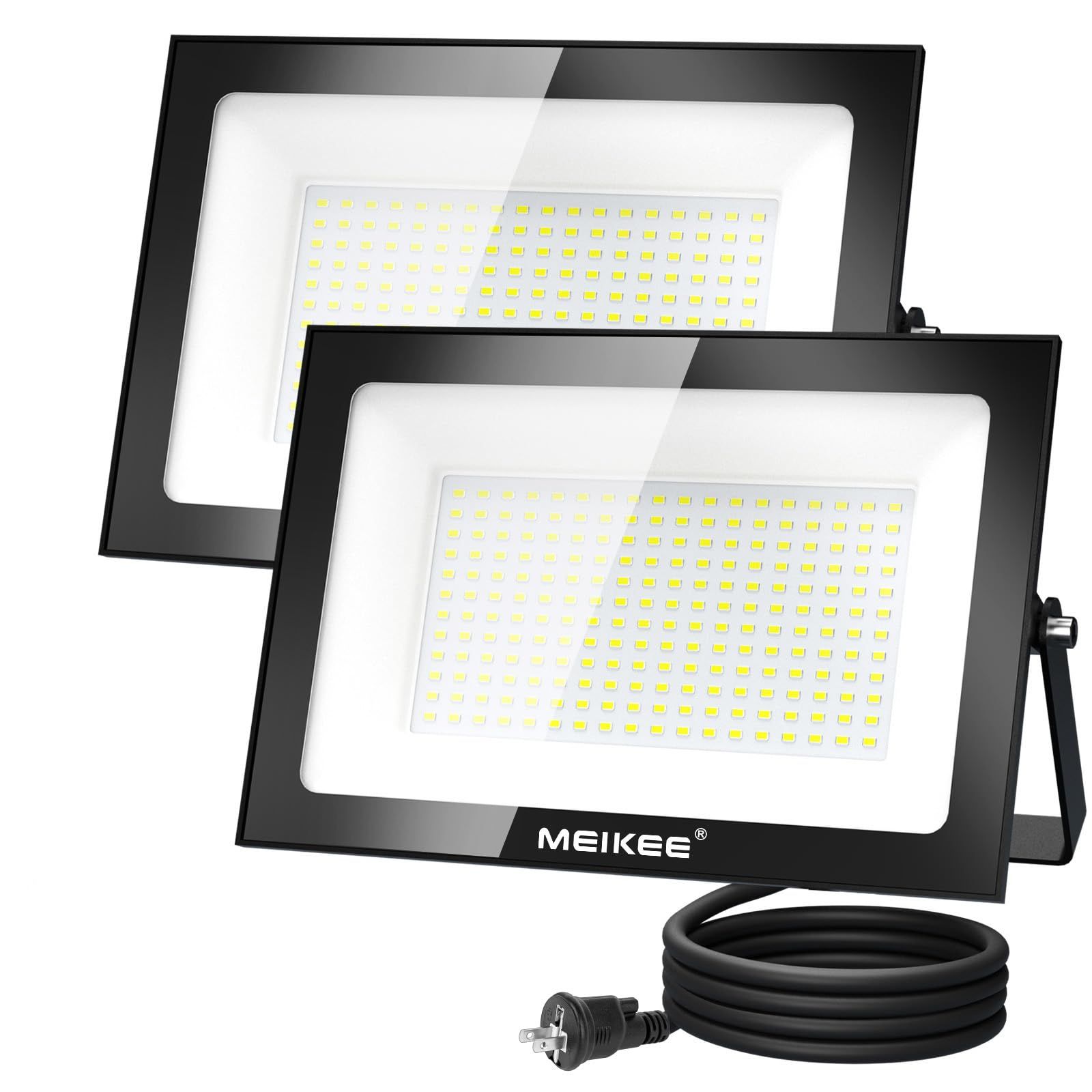MEIKEE【100W 超薄型 2個セット】LED投光器 作業灯 超高輝度 昼光色 6500K 10000LM 省エネ 豪雨対応 IP66防水 1000w相当 5万時間点灯可能 13年間耐久度 省エネ 120°広角 看板灯 駐車場 ガレージ 41aa8da5