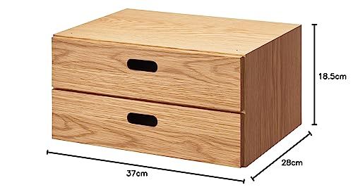 MUJI 無印良品 スタッキングチェスト 幅37×奥行28×高さ18.5cm ハーフ 引出し2段 オーク材突板 12381204t 52e6a406