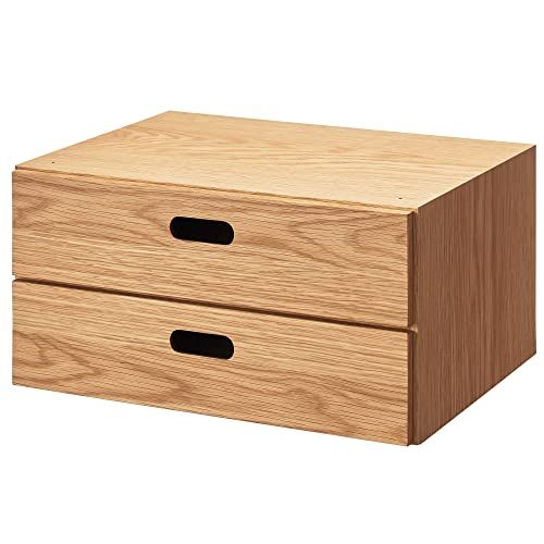 MUJI 無印良品 スタッキングチェスト 幅37×奥行28×高さ18.5cm ハーフ 引出し2段 オーク材突板 12381204t 52e6a406