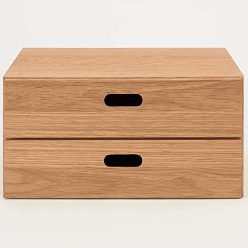 MUJI 無印良品 スタッキングチェスト 幅37×奥行28×高さ18.5cm ハーフ 引出し2段 オーク材突板 12381204t 52e6a406