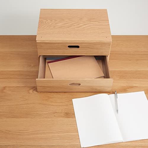 MUJI 無印良品 スタッキングチェスト 幅37×奥行28×高さ18.5cm ハーフ 引出し2段 オーク材突板 12381204t 52e6a406