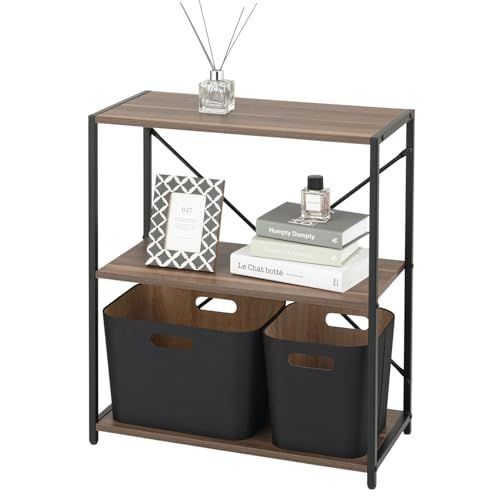 ドウシシャ すっきり収納 フリーラック ブラウン 3段 木目×スチール 幅63.5 × 奥行30 × 高さ72cm SS65-3BR オープンシェルフ 北欧風デザイン 省スペース収納棚 リビング・キッチン・玄関に最適 組み立て簡単(沖縄・離島 e0115177 ドウシシャ すっきり収納 フリーラック ブラウン 3段 木目×スチール 幅63.5 × 奥行30 × 高さ72cm SS65-3BR オープンシェルフ 北欧風デザイン 省スペース収納棚 リビング・キッチン・玄関に最適 組み立て簡単(沖縄・離島 e0115177