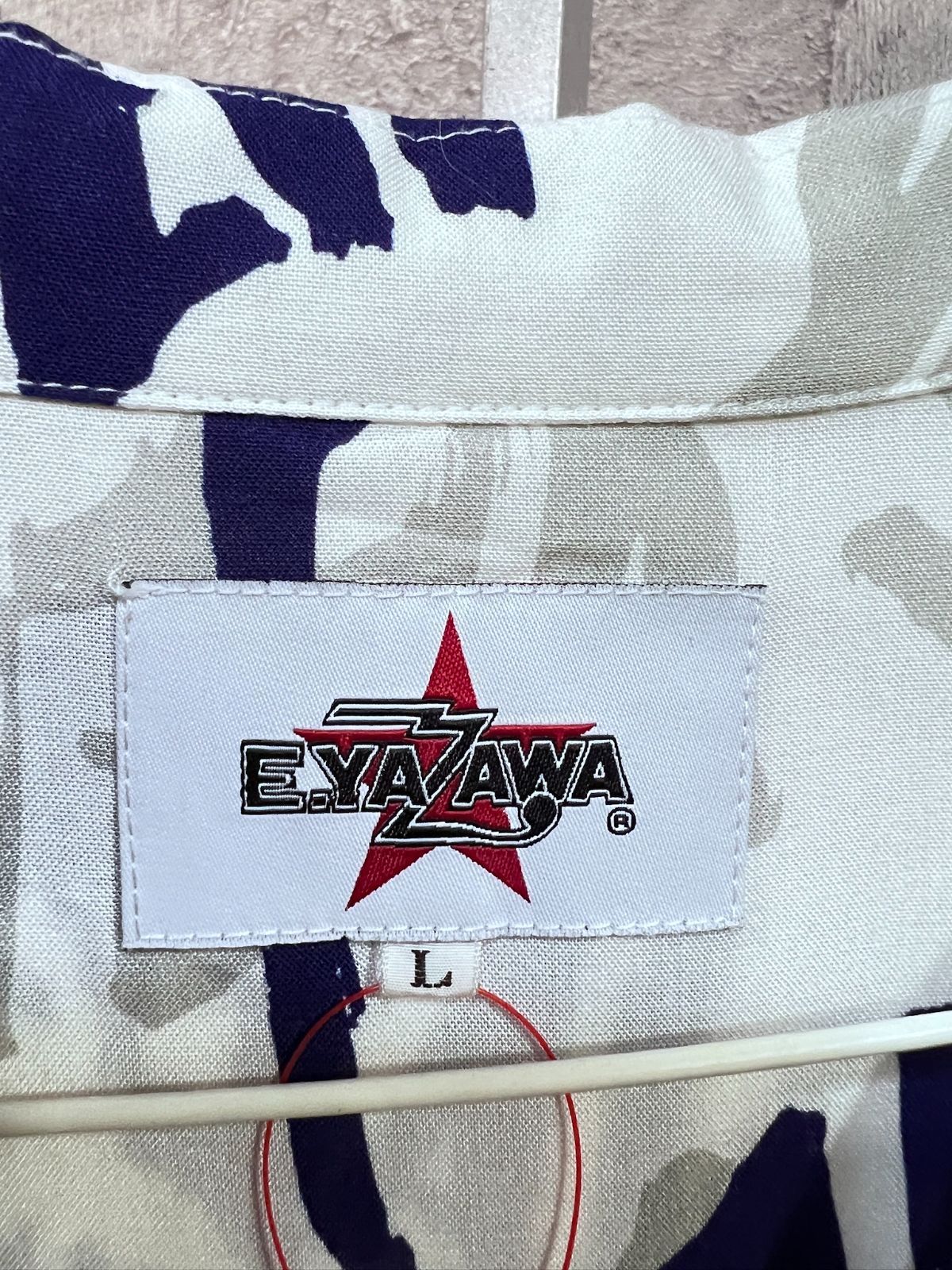 矢沢永吉 E.YAZAWA ロゴ アロハシャツ L レーヨン オープンカラーシャツ