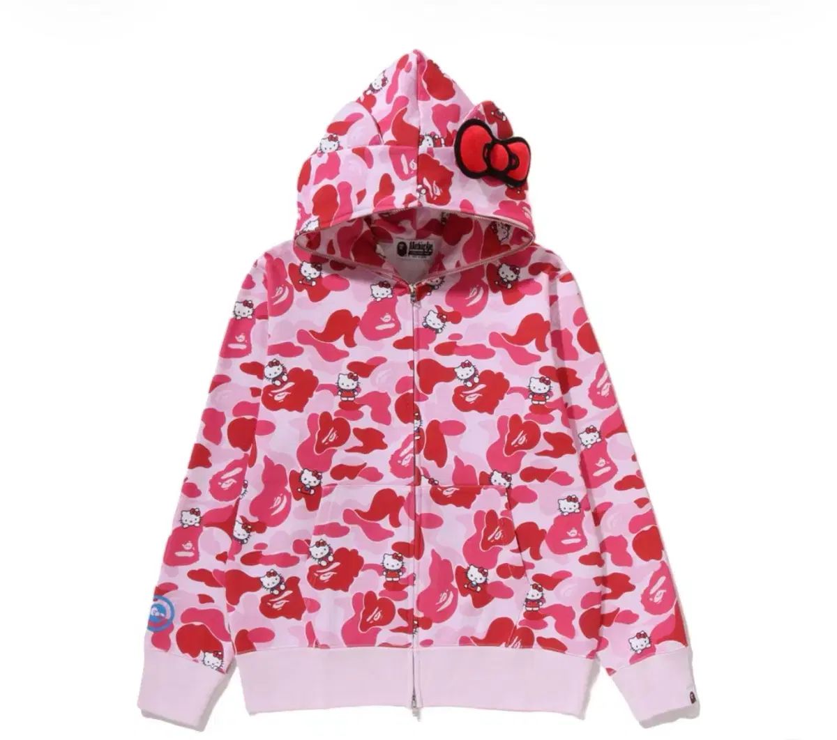 (W) A BATHING APE® x Sanrio Characters HELLO KITTY カモフラ フール ジップ フーディー ピンク