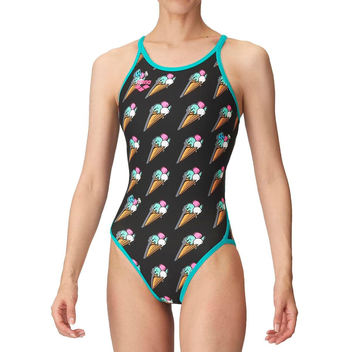 arena(アリーナ) 競泳水着 トレーニング用 レディース 【TOUGHSUIT】 Mサイズ 水泳 スイミング 練習用 トレーニング向け 耐久性 AS4FWM14W [ブラック×エメラルド(BKEM)] [M]