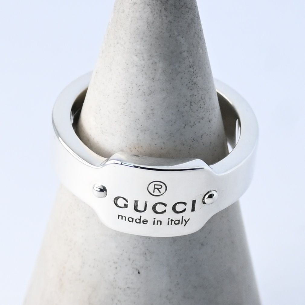研磨済】GUCCI ロゴ プレート リング 10.5号 シルバー925 Ag925 グッチ