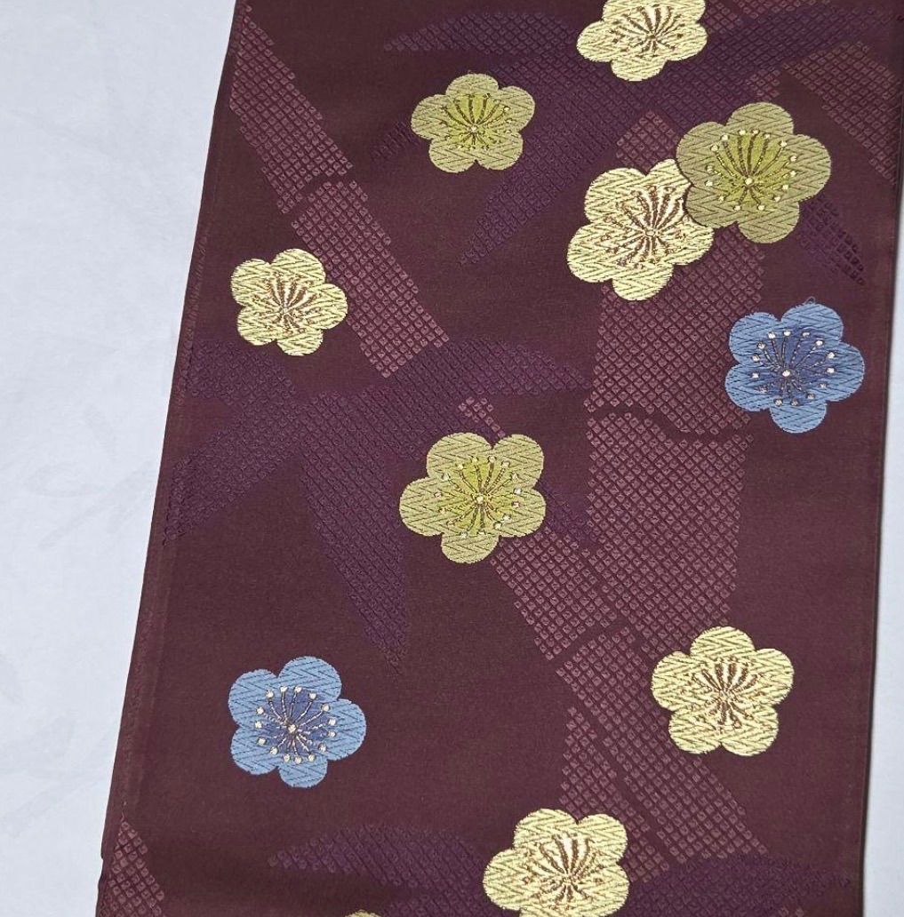 正絹☆梅の花柄☆刺繍柄☆袋帯 - メルカリ