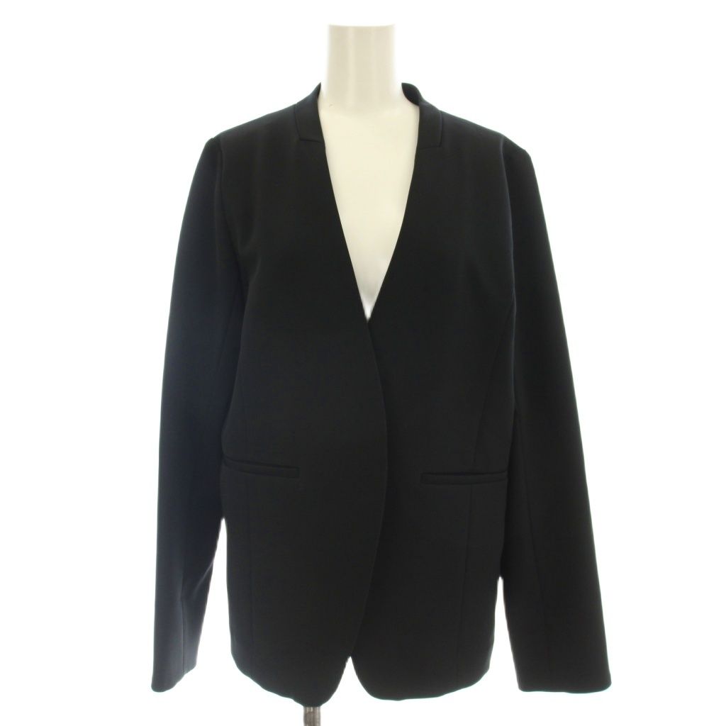 ソージュ SOEJU ストレッチファイン ノーカラージャケット L ネイビー 紺 S-00-JK-003 /☆G