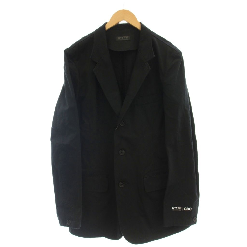 サイト s'yte ヨウジヤマモト GDC WEPON CLOTH LOGO-PRINTED 5 BUTTON TAILORED JACKE テーラードジャケット メタリックロゴ 4 黒 ブラック UX-J60-010 /☆G