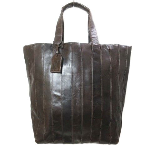 REED KRAKOFF リードクラッコフ レザートートバッグ 鞄 ラゲッジタグ付き A4収納 ダークブラウン /X
