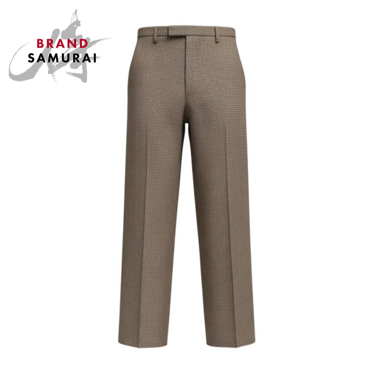 美品 GUCCI グッチ ハウンドトゥース スラックスパンツ トラウザーズパンツ ブラウン ウール パンツ メンズ A3-00110【中古】