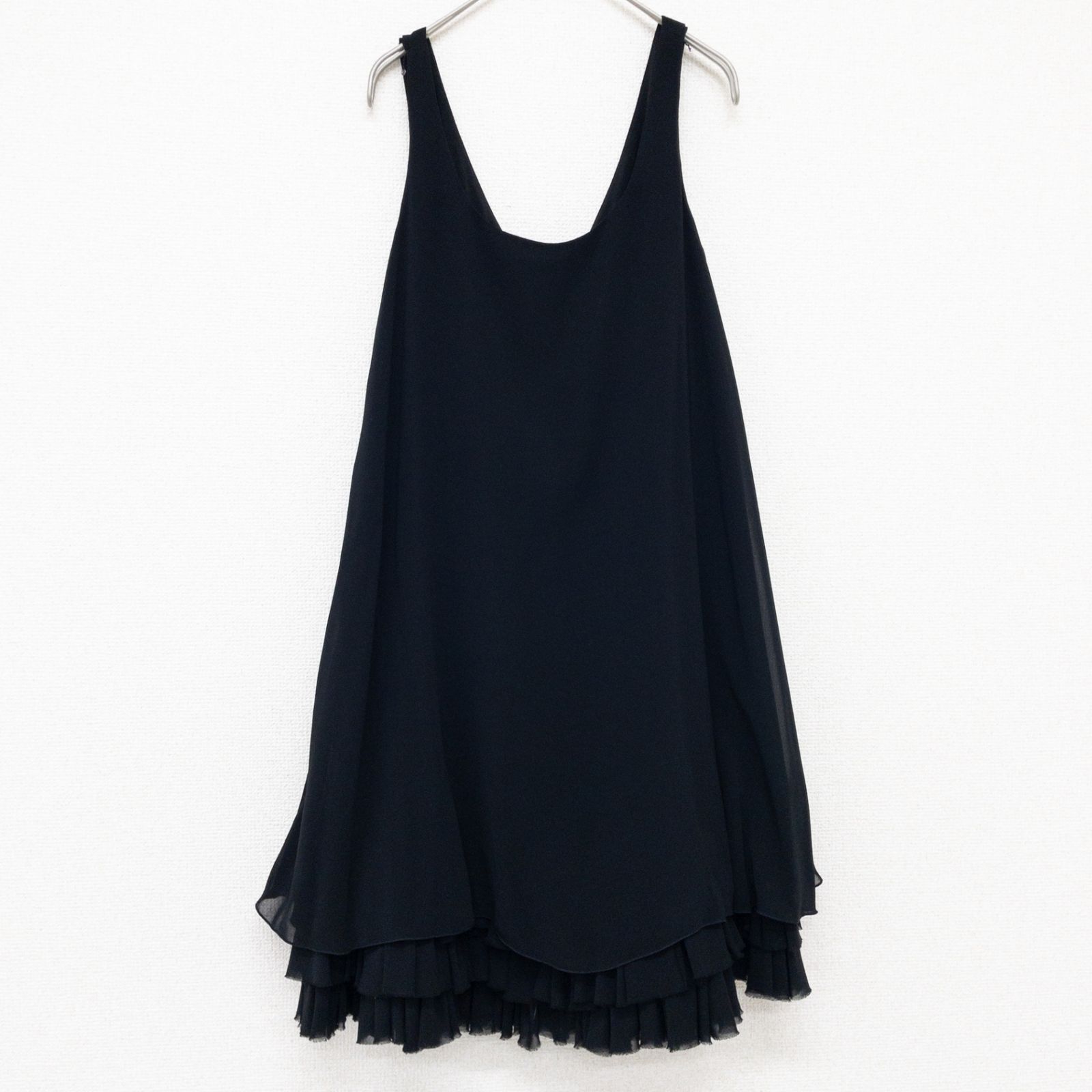 FOXEY フォクシー チュニック ワンピース ノースリーブ レース レイヤード ポリエステル ブラック 日本製 レディース 38 b00182
